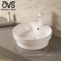 Lavabo semi empotrado de baño blanco popular